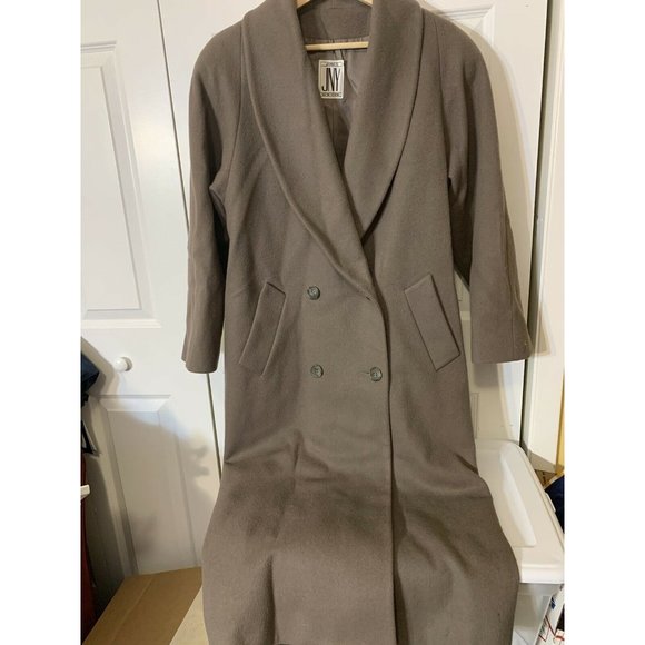 Jones New York 100% Wool Brown Double Breasted Sz L Trench Coat - Picture 5 of 9